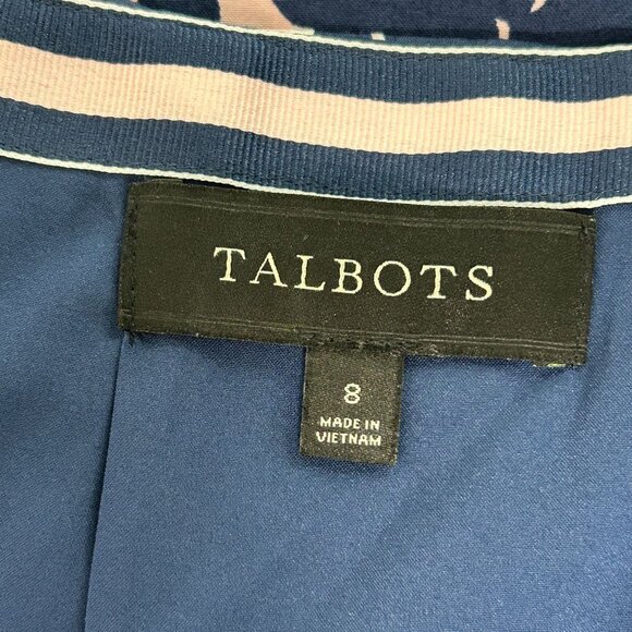 Talbots Pencil Skirt Womens Size 8 Navy Blue Pink Abstract Lined Stretch Office - Picture 5 of 10